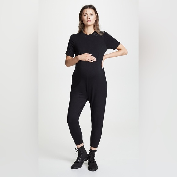 Hatch Pants - Hatch Maternity The Walkabout Black Short Sleeve Rayon Jumpsuit Size 3 (Large)